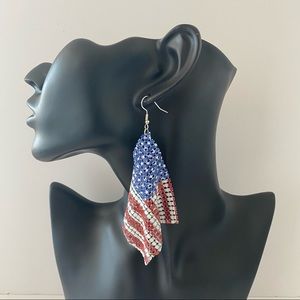 Flowy Mesh American Flag Earrings